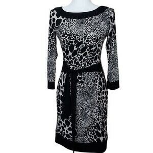 Indie 2009 Mobwife Animal Print Stretch Bodycon Dress Leopard Cow Y2K Club Party